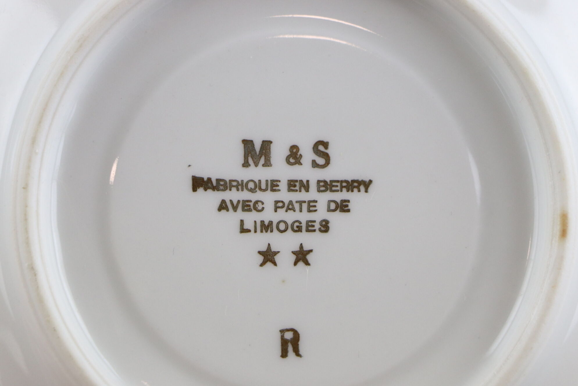 M s Fabriqué En Berry Avec Pâte De Limoges Tea pairs (6 pcs.), Gilding, Porcelain - "M&S Fabriqué en Berry avec pate  de Limoges", France